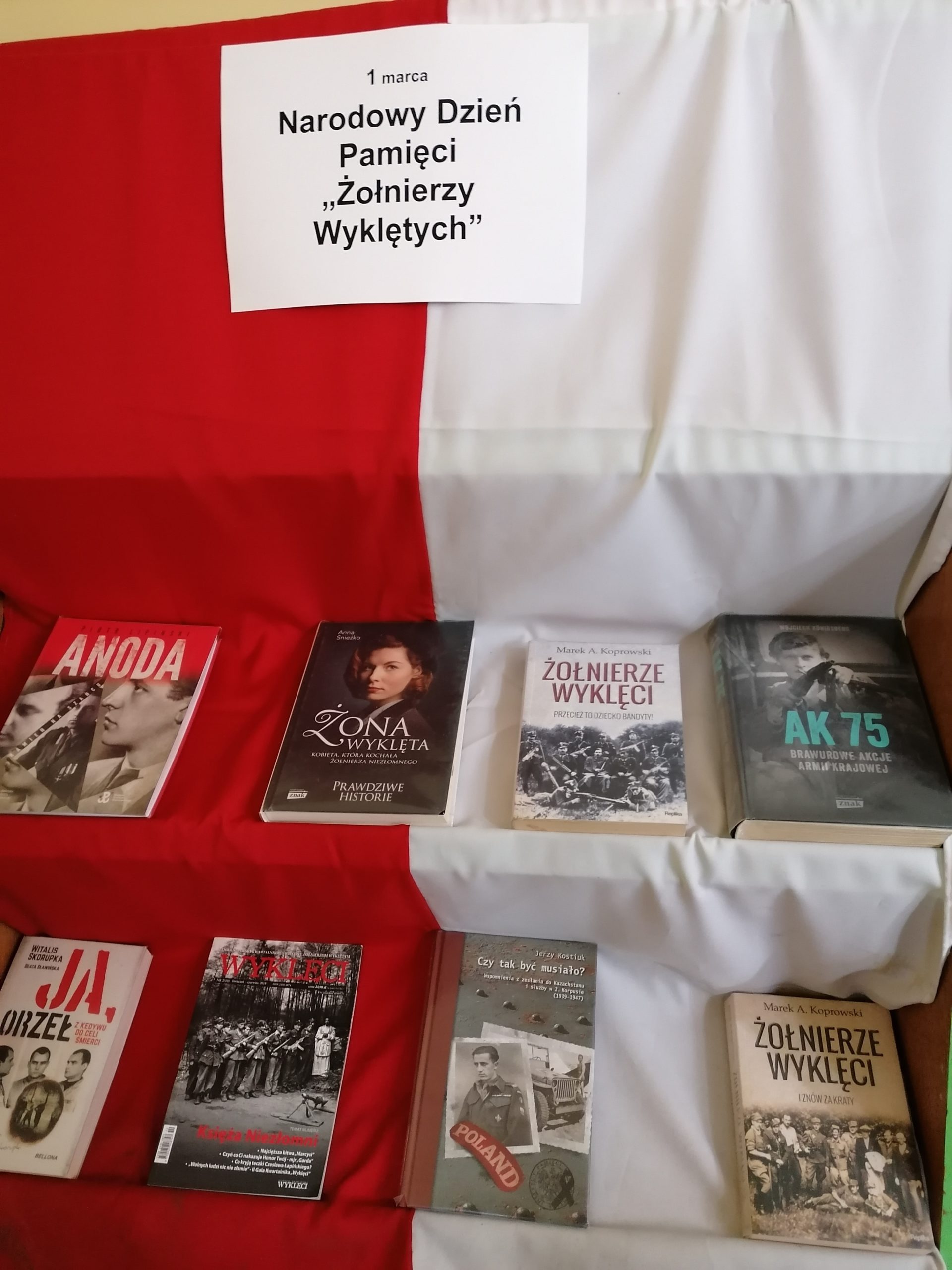 Półka z książkami o Żołnierzach Wyklętych