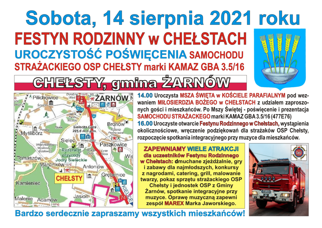 Festyn Rodzinny w Chełstach 2021 - Plakat